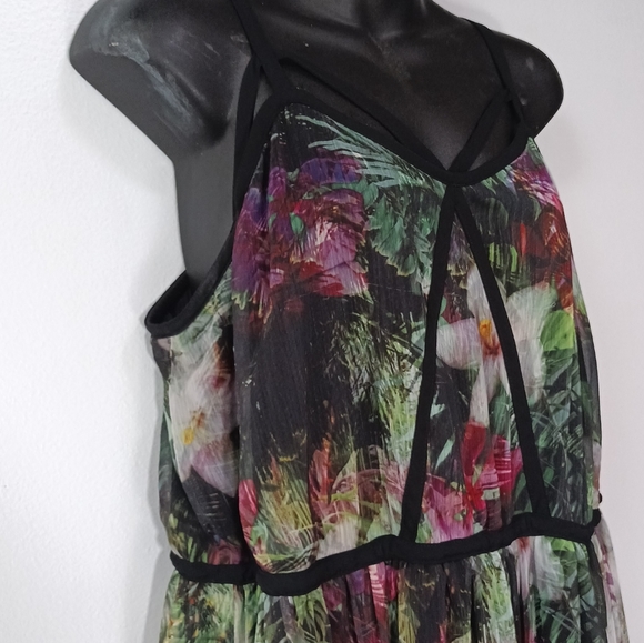 Lane Bryant Floral Print Light Chiffon Maxi Dress Size 18 Black Wedding Formal - Picture 5 of 7